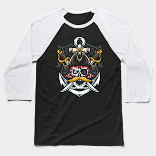 mustache skull pirate Baseball T-Shirt